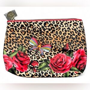 Lancôme Leopard Print Rose Butterfly Cosmetic Makeup Bag